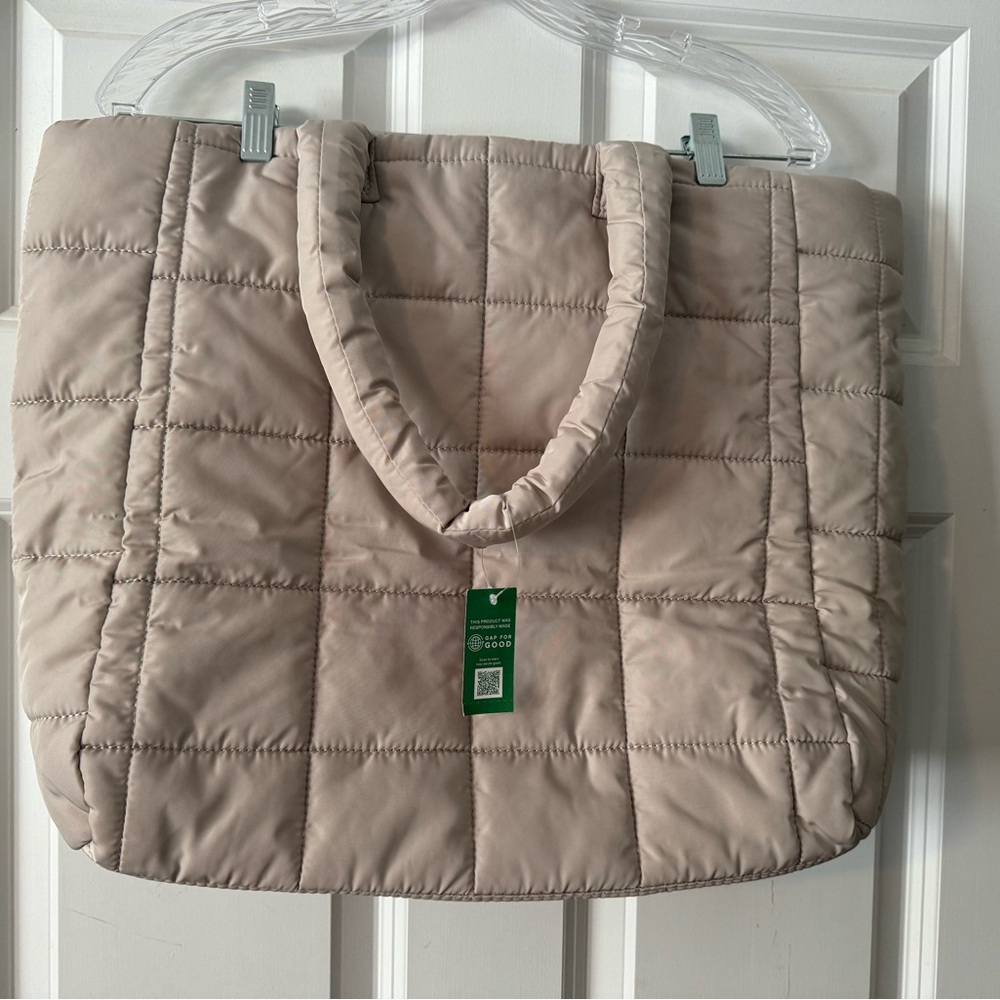 GAP Tan Quilted Tote Bag with Sturdy Handles